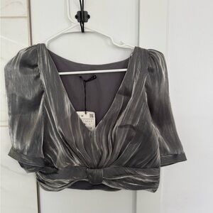 Zara Metallic Gray Blouse